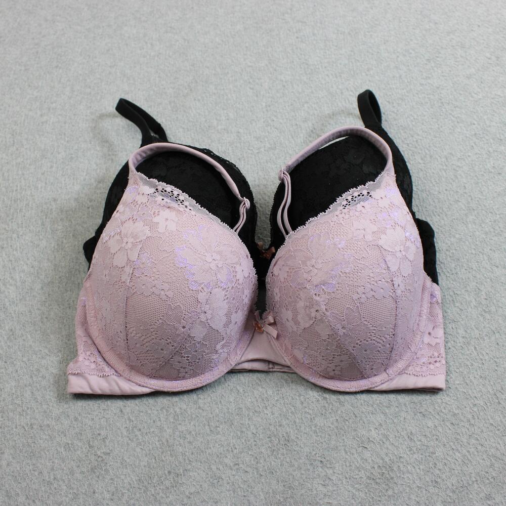 Victoria's Secret Bras Women 34D Black Pink Lace Body Perfect Shape Lot x 2 Sexy